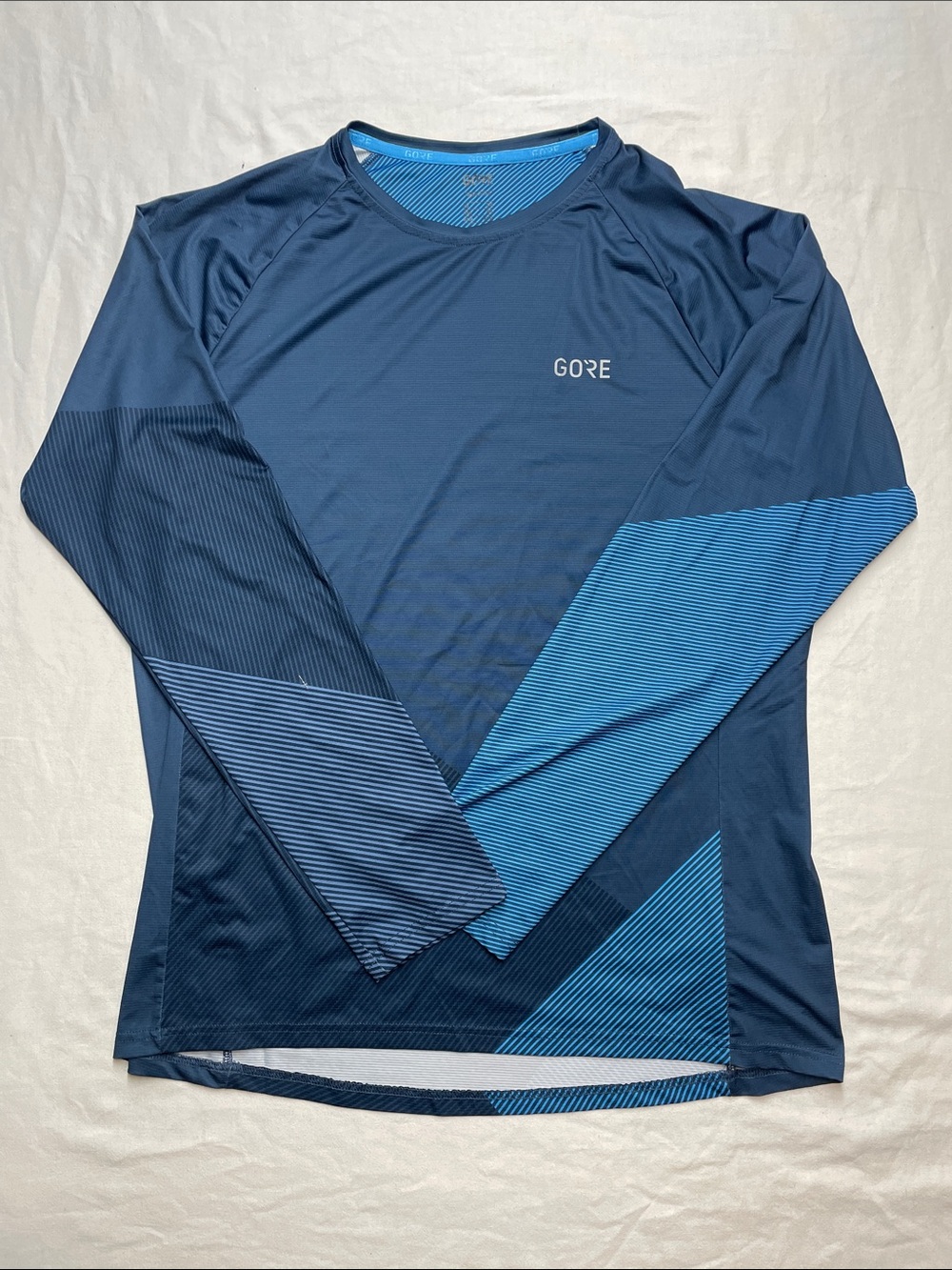 GORE Performance Long-Sleeve Tee — Navy with Bright Blue Accents